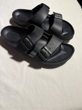 Birkenstock Black Double-Strap Buckle Slide Sandals